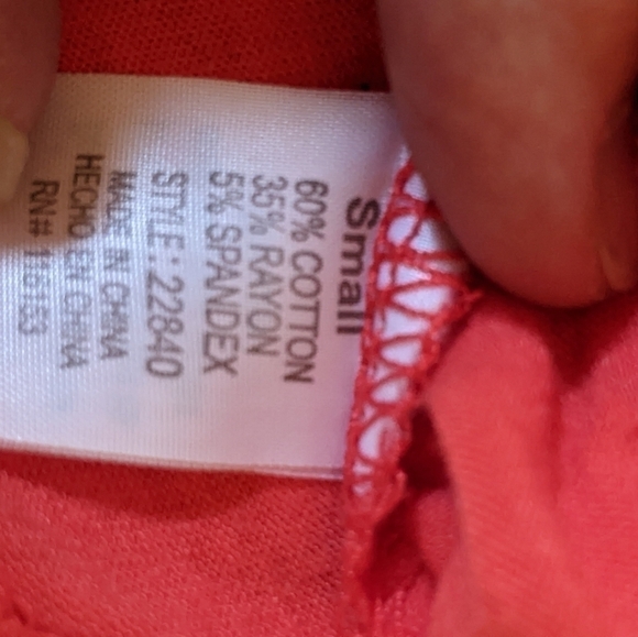 𝅺POOF Knot Tie Hem Tank Top Small Coral - Picture 2 of 4